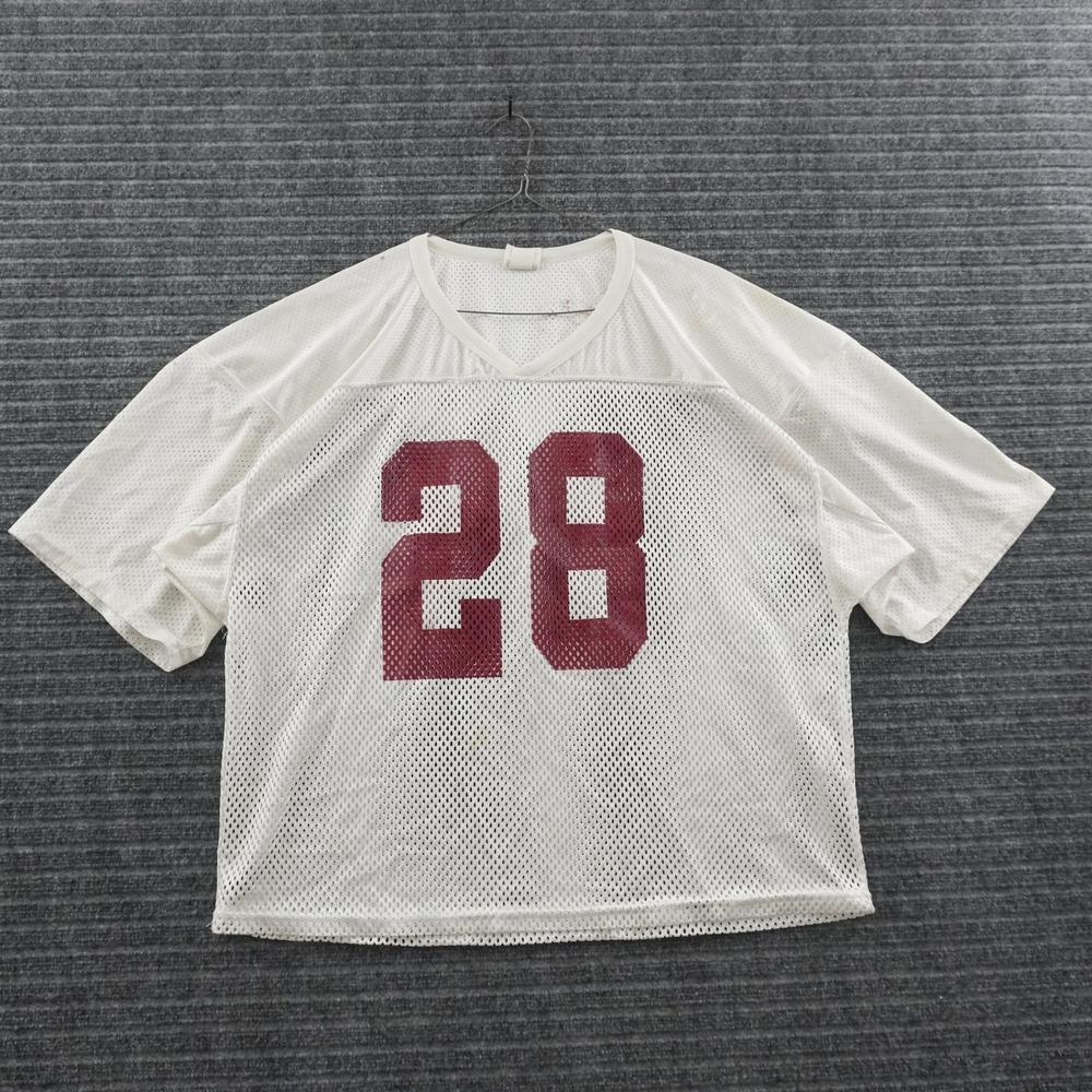 Vintage 90s Riddell Football Jersey Mens XL White Mesh Number 28